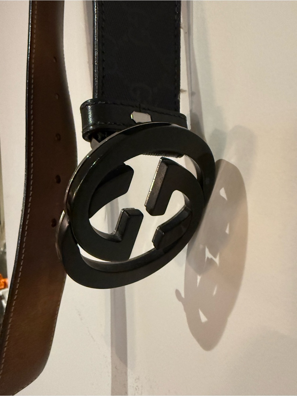 Gucci Black Leather Belt with Black Double-G Buckle